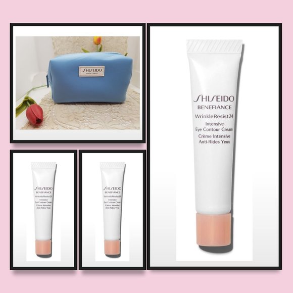 Shiseido BENEFIANCE WR24 Intensive Eye Contour Cream-Sample 5ml X 3 & Makeup Bag - Picture 1 of 6